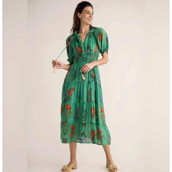 Womens NWOT THML Green Floral Midi/Maxi Dress Size Medium - Picture 1 of 9